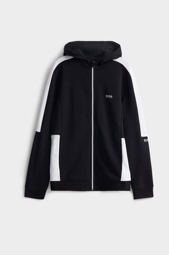 BOSS Ziptröja Hooded Cardigan Svart