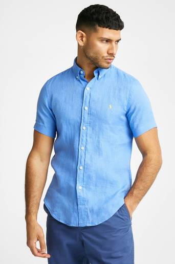 Polo Ralph Lauren Kortärmad skjorta Slim S/S PD Linen Shirt Blå