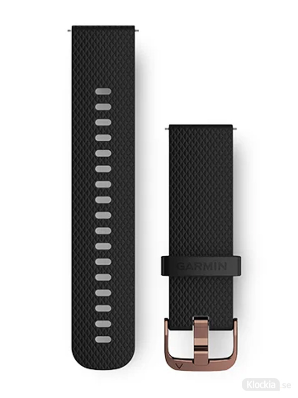 Garmin 20mm Svart Silikonarmband med roséguld