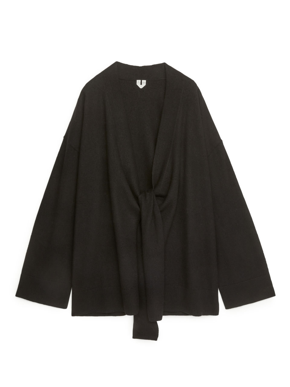 Boiled Wool Wrap Cardigan - Black