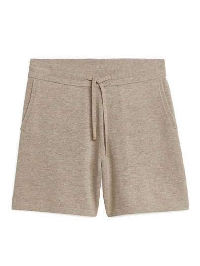 Knitted Merino Shorts - Beige