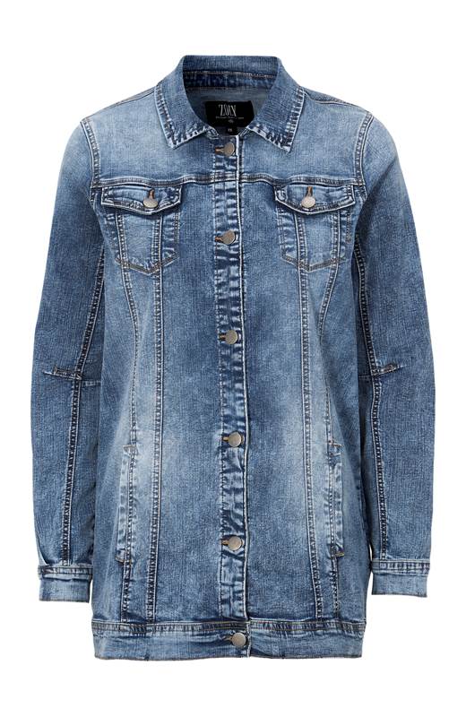 Zoey Lång jeansjacka Fia Blå denim
