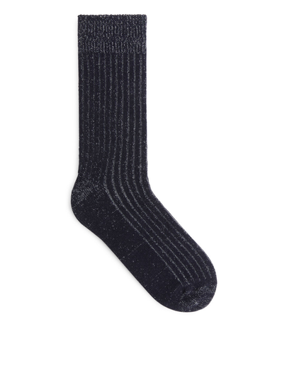Slub-Knit Cotton Socks - Blue