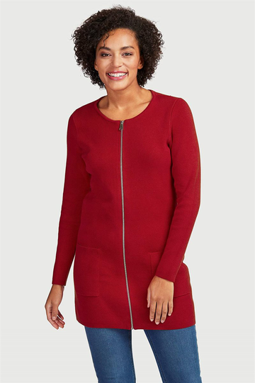 Lång cardigan med dragkedja