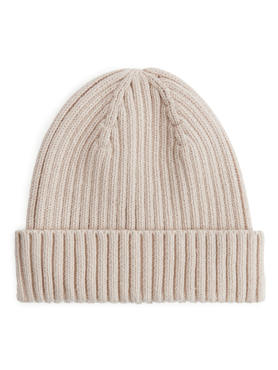 Rib Knit Baby Beanie - Beige