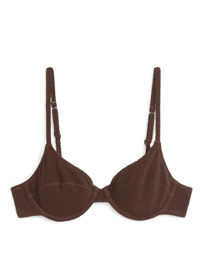 Crinkle Wired Bikini Top - Brown