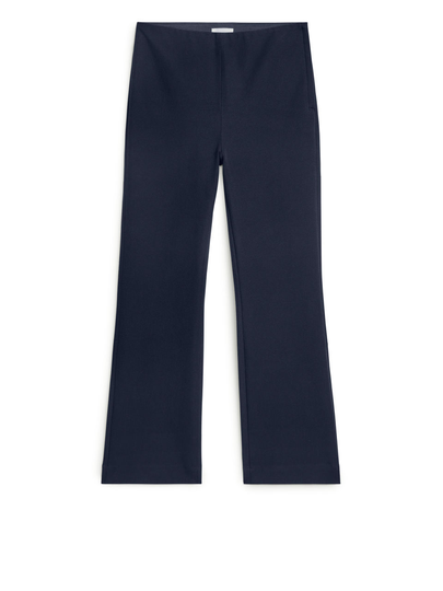 Cropped Cotton Stretch Trousers - Blue