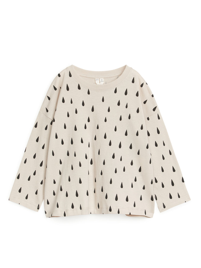 Long Sleeve Jersey Top - Beige