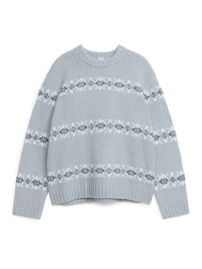 Fair-Isle Knitted Jumper - Grey