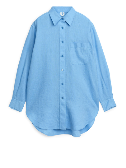 Oversized Linen Shirt - Blue