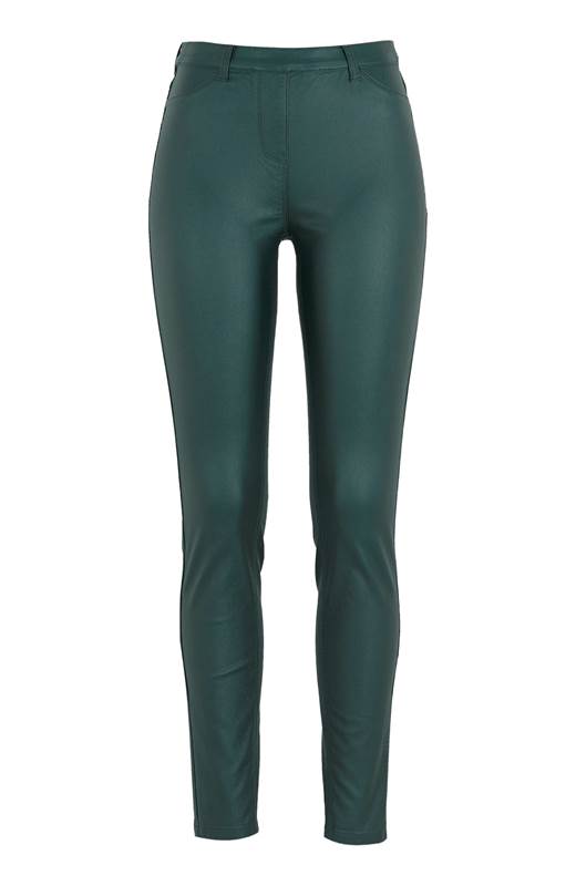 Cellbes Stretchiga treggings med vaxad yta Mörkgrön