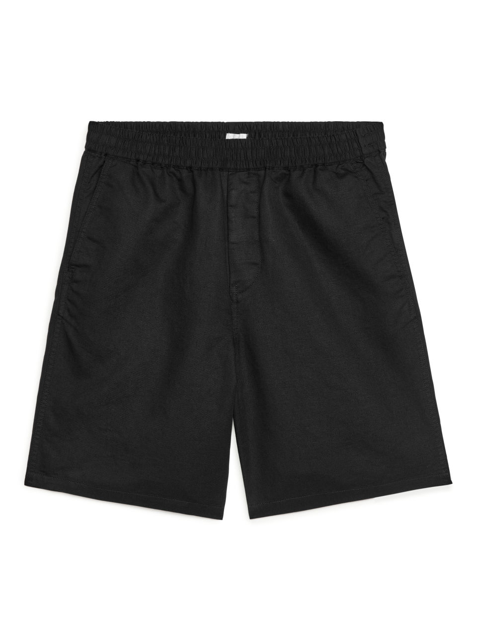 Cotton-Linen Drawstring Shorts - Black