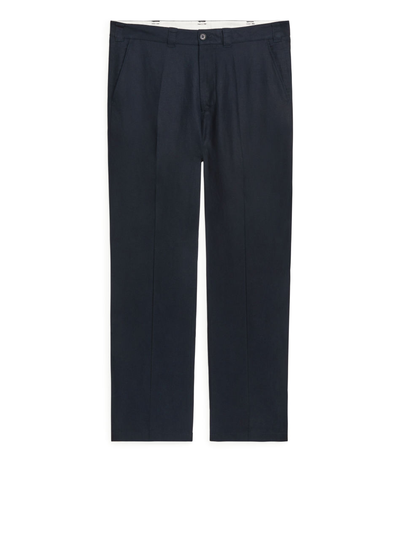 Loose Linen Trousers - Blue