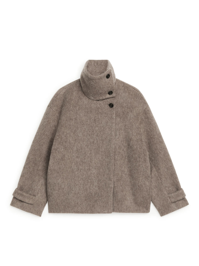 Fuzzy Wool-Blend Jacket - Beige