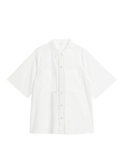 Embroidered Poplin Shirt - White