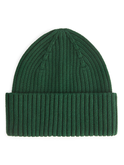 Rib Knit Beanie - Green