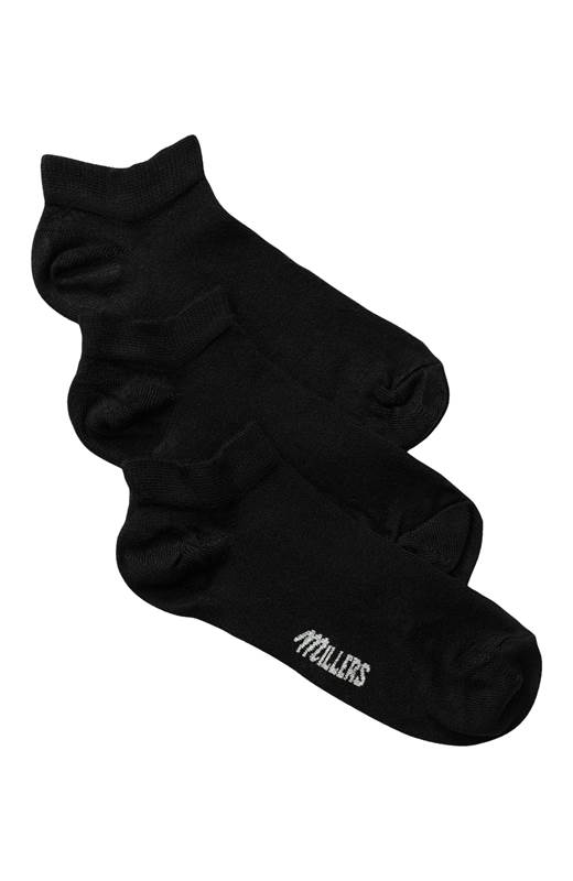 Millers Ankelsocka i bambu 3-Pack Svart