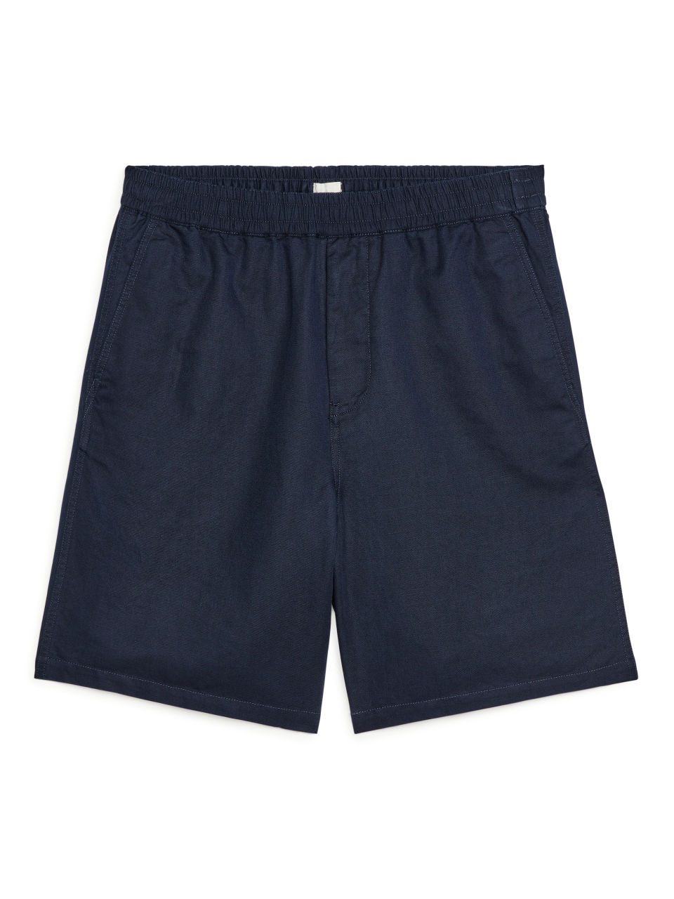 Cotton-Linen Drawstring Shorts - Blue