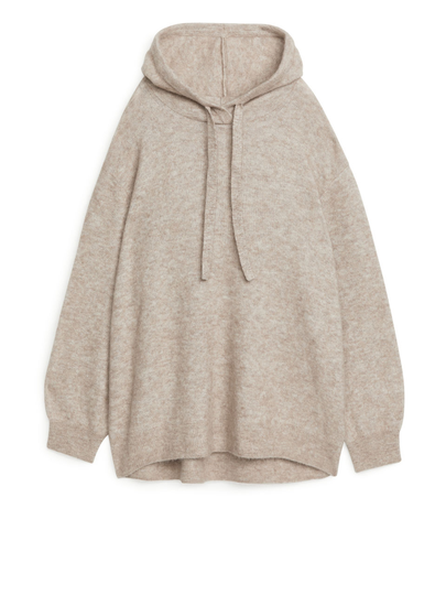 Oversized Alpaca Blend Hoodie - Beige