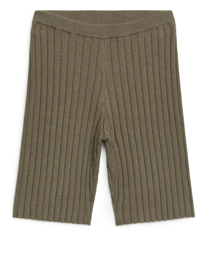 Rib-Knit Trousers - Beige