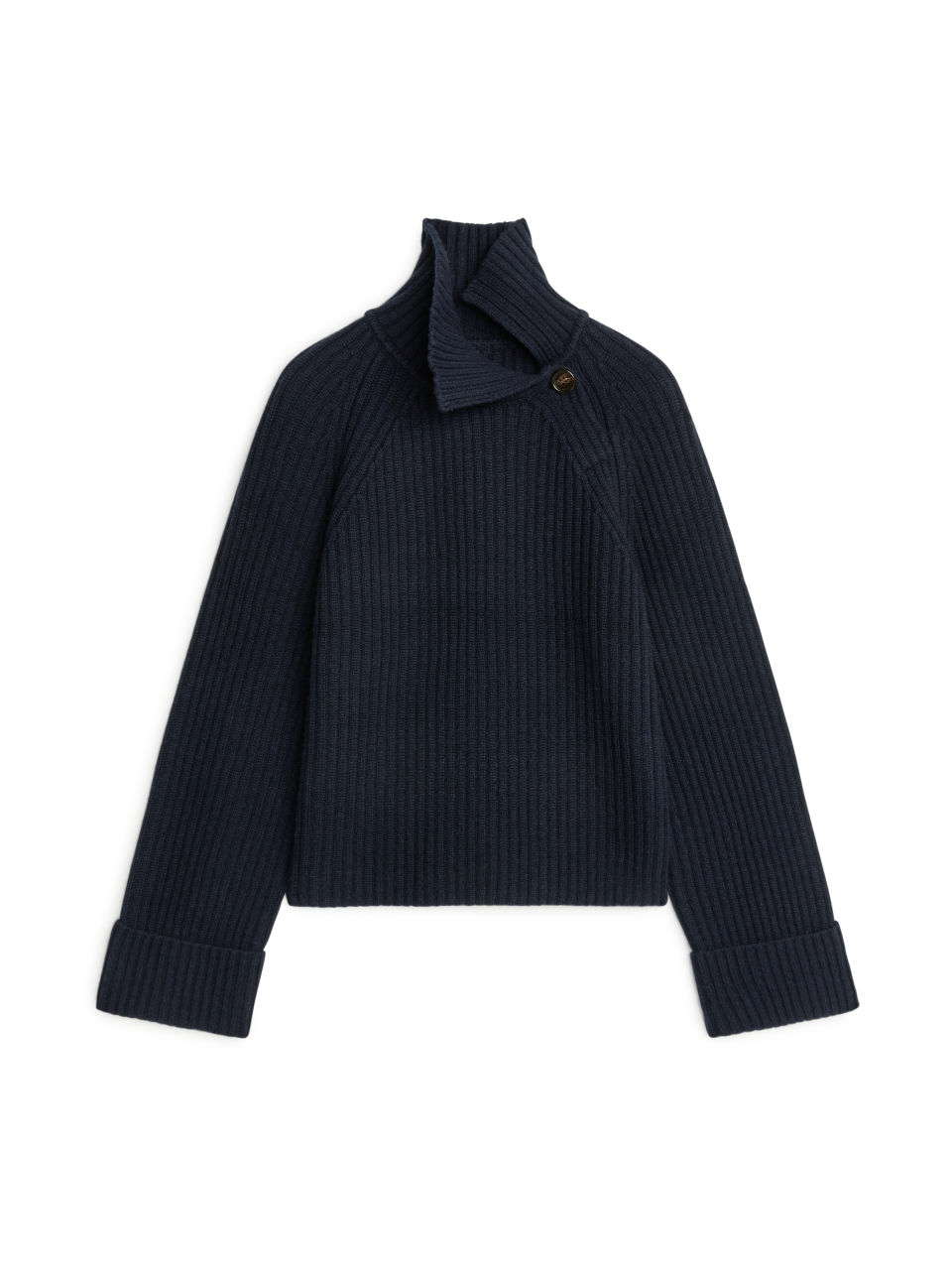 High-Neck Wool-Blend Jumper - Blue