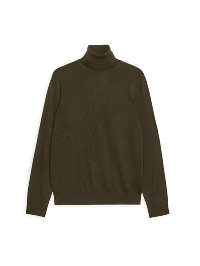Merino Roll-Neck Jumper - Green