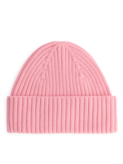 Rib Knit Beanie - Pink