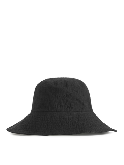 Seersucker Bucket Hat - Black