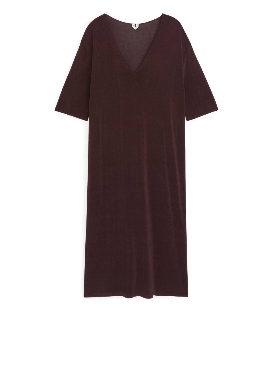 Sheer Knit Dress - Brown