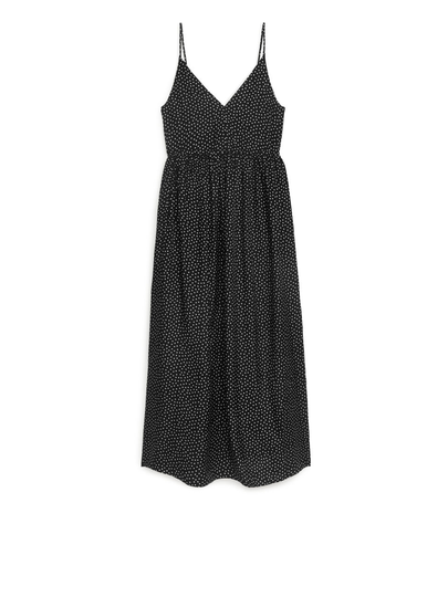 Printed Strap Dress - Black