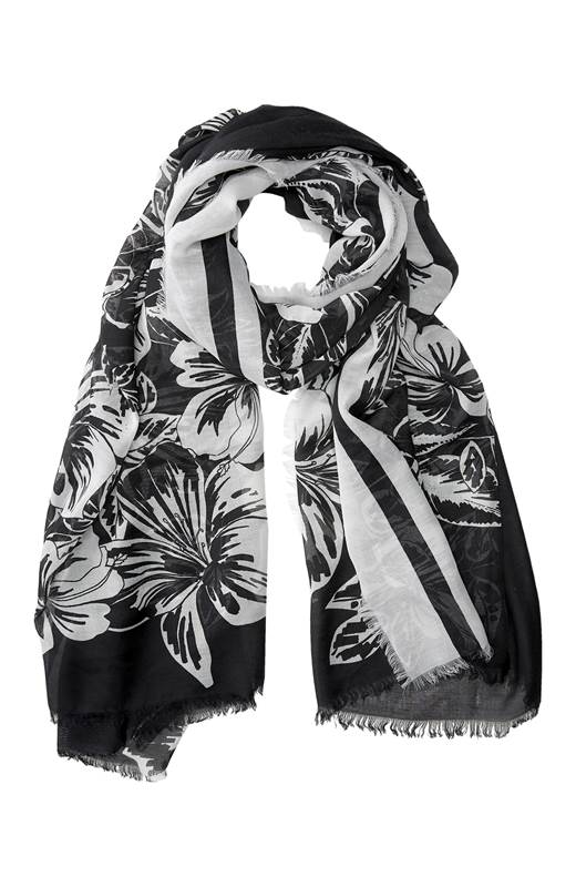 Cellbes Blommig scarf Svart Vit