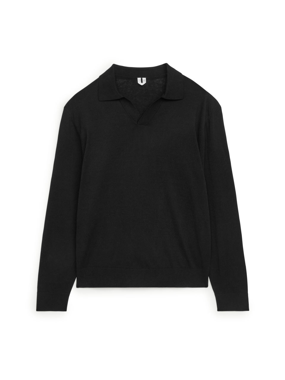 Knitted Cotton-Linen Polo Shirt - Black