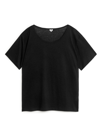 Relaxed Lyocell Blend T-Shirt - Black