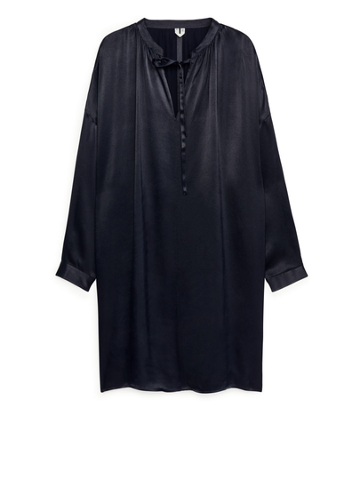 Satin Tunic Dress - Blue