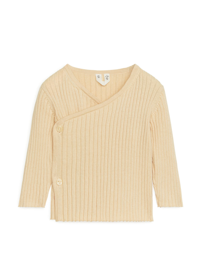Cotton Wool Wrap Cardigan - Beige