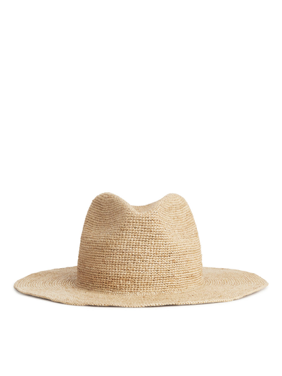 Straw Fedora Hat - Beige