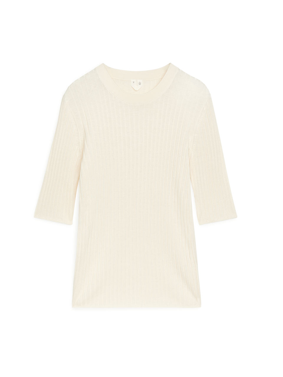 Cotton-Silk Short-Sleeved Top - White