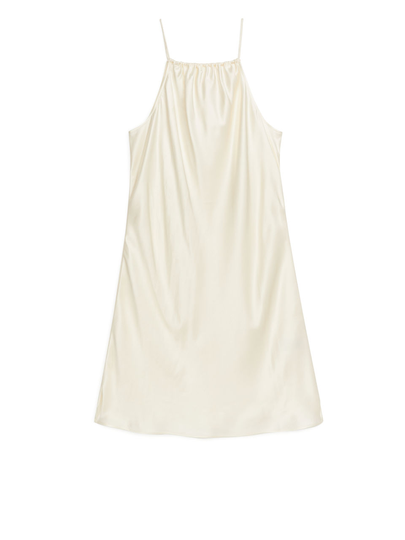 Bias-Cut Slip Dress - White