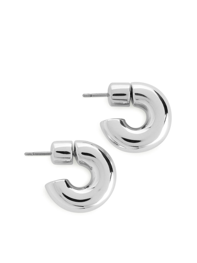 Small Silver-Plated Hoop Earrings - Silver