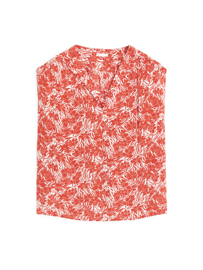 Floral V-Neck Top - Orange