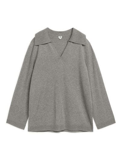 Polo Collar Cashmere Jumper - Brown