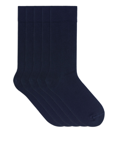 Supima Cotton Socks, 5 Pairs - Blue