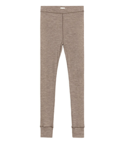 Rib Wool Leggings - Beige