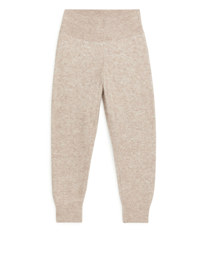 Knitted Alpaca Blend Trousers - Beige