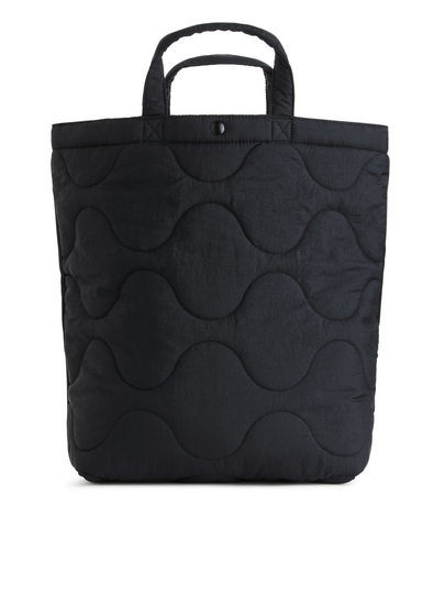 Quilted Tote Bag - Black