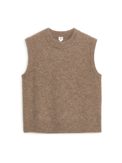 Knitted Alpaca Vest - Beige