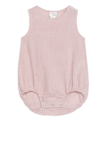 Seersucker Baby Romper - Orange