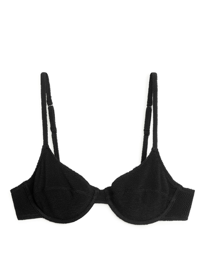 Crinkle Wired Bikini Top - Black