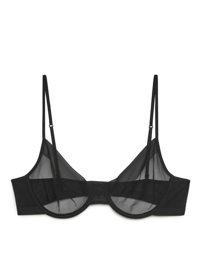 Mesh Wire Bra - Black