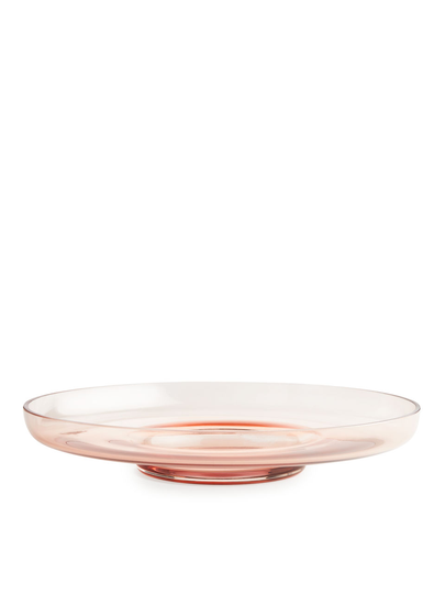 Glass Serving Plate 22 cm - Pink
